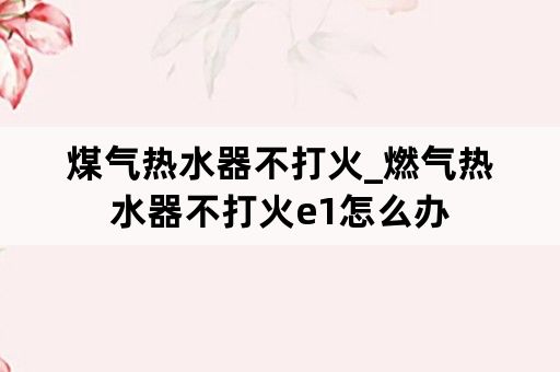 煤气热水器不打火_燃气热水器不打火e1怎么办