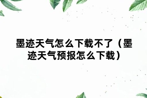 墨迹天气怎么下载不了（墨迹天气预报怎么下载）