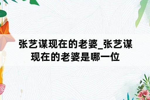 张艺谋现在的老婆_张艺谋现在的老婆是哪一位