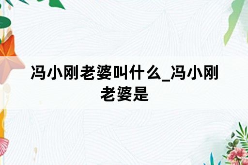 冯小刚老婆叫什么_冯小刚老婆是