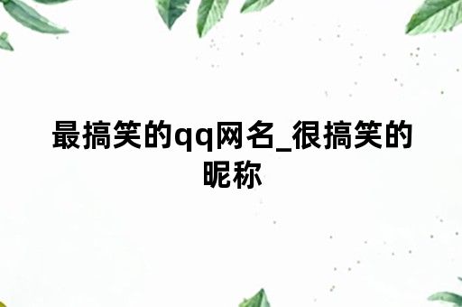 最搞笑的qq网名_很搞笑的昵称