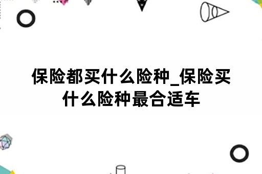 保险都买什么险种_保险买什么险种最合适车