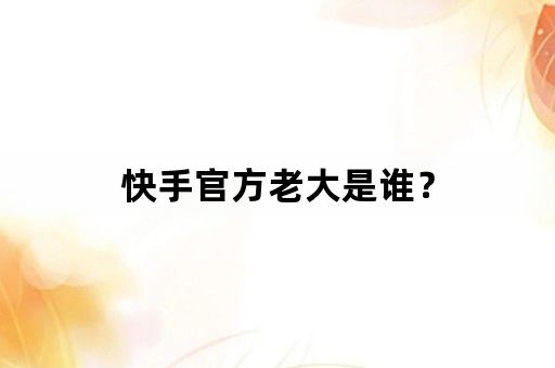 快手官方老大是谁？