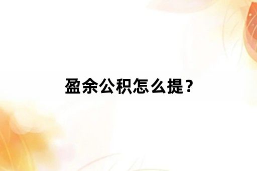 盈余公积怎么提？