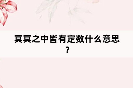 冥冥之中皆有定数什么意思？