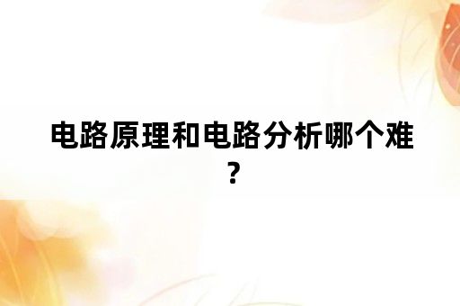 电路原理和电路分析哪个难？