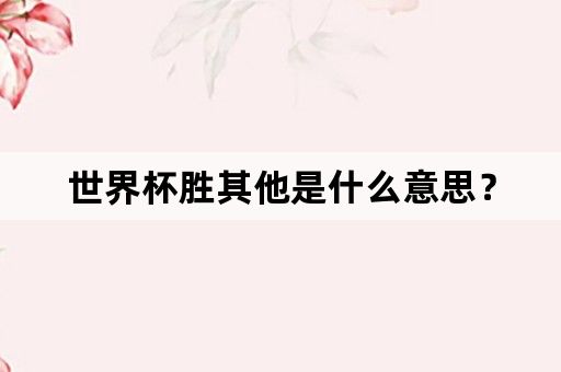 世界杯胜其他是什么意思？