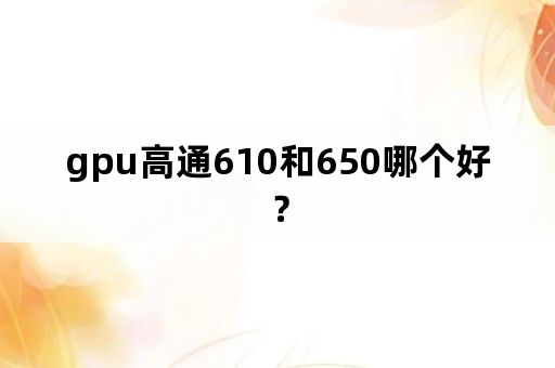 gpu高通610和650哪个好？