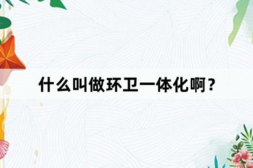 什么叫做环卫一体化啊？