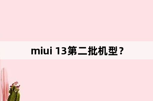 miui 13第二批机型？