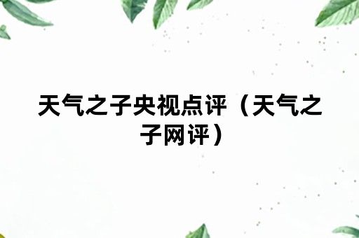 天气之子央视点评（天气之子网评）