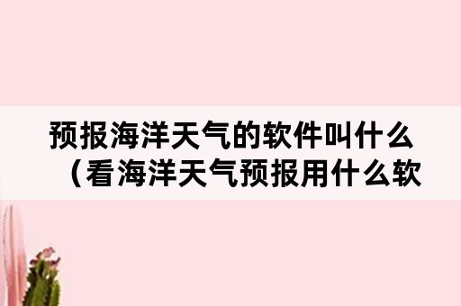 预报海洋天气的软件叫什么（看海洋天气预报用什么软件）