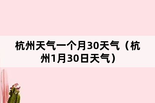 杭州天气一个月30天气（杭州1月30日天气）